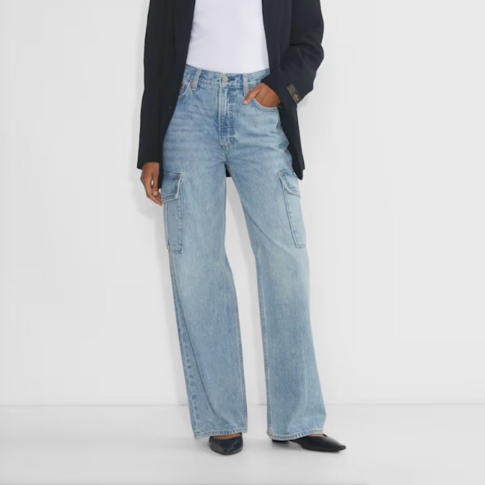 Aritzia Denim Forum The Farrah Wide-leg High-rise Cargo Jeans